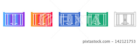 Metal Security Gate Vector Icon Set 142121753