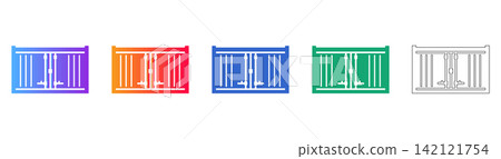 Industrial Warehouse Gate Vector Icon Set Industrial Warehouse Gate Vector Icon Set 142121754