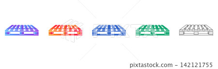 Wooden Shipping Pallet Vector Icon Set Wooden Shipping Pallet Vector Icon Set 142121755