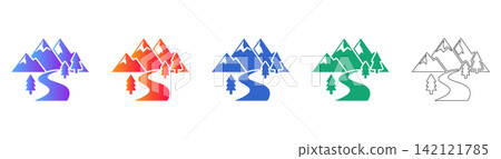 Mountain Landscape Nature Icons Mountain Landscape Nature Icons 142121785