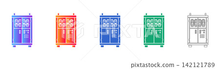 Double Door Locker Vector Icon Set Double Door Locker Vector Icon Set 142121789
