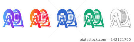 Cable Reel Vector Icon Set 142121790