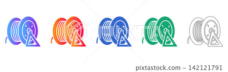 Dual Cable Reel Vector Icon Set Dual Cable Reel Vector Icon Set 142121791