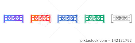 Industrial Bridge Structure Vector Icon Set Industrial Bridge Structure Vector Icon Set 142121792