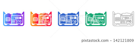 Industrial Generator Engine Vector Icons Industrial Generator Engine Vector Icons 142121809