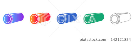 Cylindrical Industrial Part Vector Icons Cylindrical Industrial Part Vector Icons 142121824