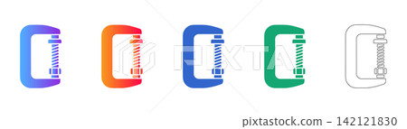 C Clamp Industrial Tool Vector Icon Set C Clamp Industrial Tool Vector Icon Set 142121830