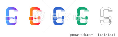 Industrial Compression Clamp Vector Icon Set 142121831