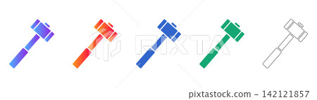 Set of Five Sledgehammer Icons Vector Design Set of Five Sledgehammer Icons Vector Design 142121857