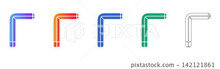 Set of Five Allen Key Icons Vector Illustration Set of Five Allen Key Icons Vector Illustration 142121861