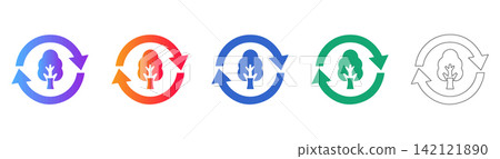 Sustainable Forestry Tree Cycle Vector Icons 142121890
