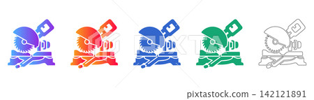 Miter Saw Power Tool Vector Icon Set Miter Saw Power Tool Vector Icon Set 142121891