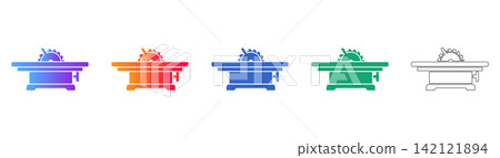 Industrial Table Saw Vector Icons Industrial Table Saw Vector Icons 142121894