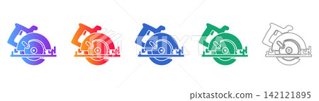 Circular Saw Power Tool Vector Icons Circular Saw Power Tool Vector Icons 142121895