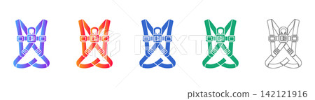 Fall Protection Safety Harness Vector Icon Fall Protection Safety Harness Vector Icon 142121916