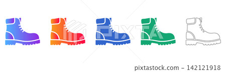 Industrial Safety Boot Vector Icon Set Industrial Safety Boot Vector Icon Set 142121918