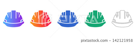Professional Industrial Safety Helmet Icons Professional Industrial Safety Helmet Icons 142121958