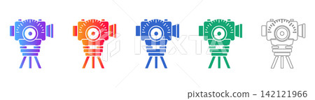 Surveying Theodolite Instrument Vector Icon Set Surveying Theodolite Instrument Vector Icon Set 142121966