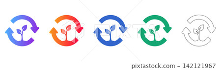 Eco Friendly Sustainable Growth Vector Icon Set Eco Friendly Sustainable Growth Vector Icon Set 142121967