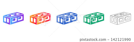 Isometric Concrete Block Icons Isometric Concrete Block Icons 142121990