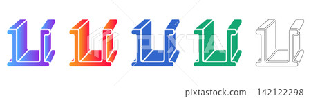 U Shaped Steel Channel Profile Icon Set U Shaped Steel Channel Profile Icon Set 142122298