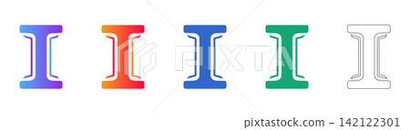 H Beam Structural Steel Profile Icon Set 142122301