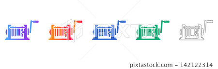 Industrial Winch Vector Icon Set Industrial Winch Vector Icon Set 142122314