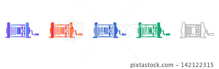 Industrial Cable Reel Vector Icon Set Industrial Cable Reel Vector Icon Set 142122315