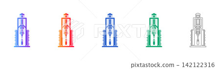 Vertical Pile Driver Vector Icon Set Vertical Pile Driver Vector Icon Set 142122316