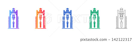 Heavy Duty Drilling Rig Vector Icon Set Heavy Duty Drilling Rig Vector Icon Set 142122317