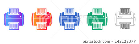 Industrial Label Printer Vector Illustration Industrial Label Printer Vector Illustration 142122377