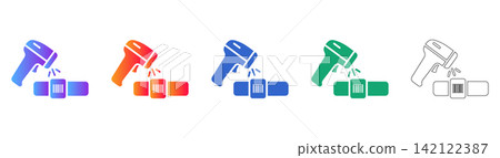 Barcode Scanner and Medical Band Vector Icons Barcode Scanner and Medical Band Vector Icons 142122387