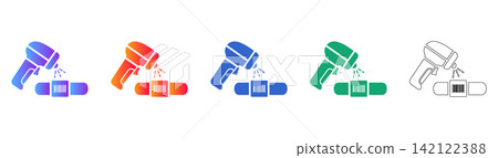 Medical Barcode Scanner and ID Band Icons Medical Barcode Scanner and ID Band Icons 142122388