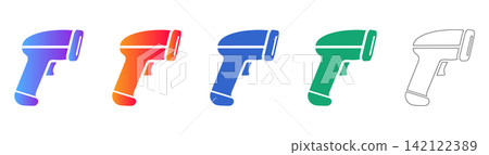 Handheld Barcode Scanner Vector Icon Set Handheld Barcode Scanner Vector Icon Set 142122389