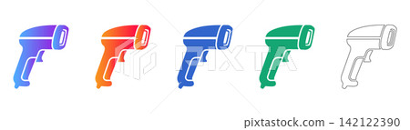 Ergonomic Handheld Barcode Reader Icons Ergonomic Handheld Barcode Reader Icons 142122390