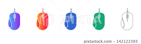 Computer Gaming Mouse Vector Icon Set Computer Gaming Mouse Vector Icon Set 142122393