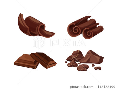 Chocolate Pieces and Bars Set Stock Illustration [Converted] 142122399