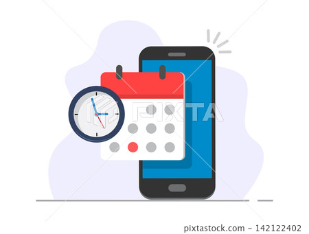 Smartphone Calendar with Clock for Planning Stock Illustration Smartphone Calendar with Clock for Planning Stock Illustration 142122402