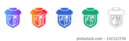Medical IV Infusion Shield Icon Set Medical IV Infusion Shield Icon Set 142122536