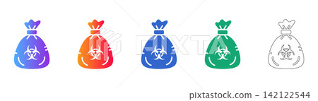 Medical Biohazard Disposal Bag Icons Medical Biohazard Disposal Bag Icons 142122544