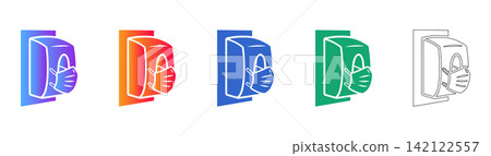 Protective Face Mask Station Icon Set 142122557