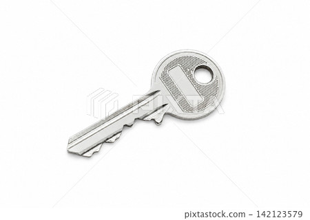 Silver Metal Key Isolated on White Background Silver Metal Key Isolated on White Background 142123579