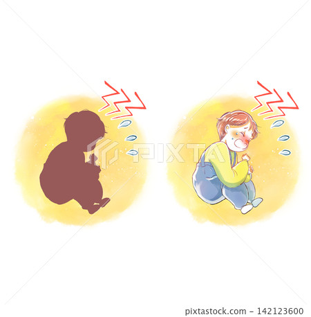A silhouette set of a crying baby. A silhouette set of a crying baby. 142123600