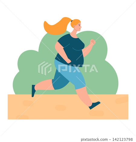 woman losing weight with fitness exercise. sport activity. Vector illustration in flat style woman losing weight with fitness exercise. sport activity. Vector illustration in flat style 142123798