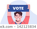 man with a banner Vote. concept of voting in elections . vector illustrations 142123834
