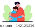 father hugs his son. Father's Day. vector illustration 142123839
