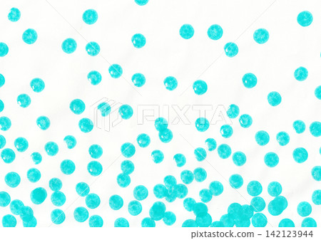 Blue-green dot pattern, random dot background with playful polka dots, blue circular patterns resembling water droplets or confetti. Blue-green dot pattern, random dot background with playful polka dots, blue circular patterns resembling water droplets or confetti. 142123944