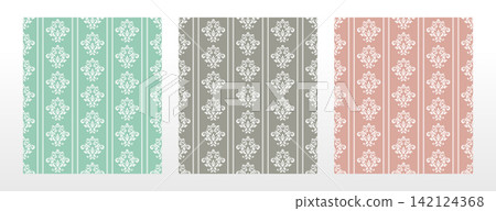 Wallpapers in the style of Baroque.. Set of colored floral ornaments. Seamless vector backgrounds Graphic patterns for fabric, wallpaper, packaging. Ornate Damask flower illustration Wallpapers in the style of Baroque.. Set of colored floral ornaments. Seamless vector backgrounds Graphic patterns for fabric, wallpaper, packaging. Ornate Damask flower illustration 142124368