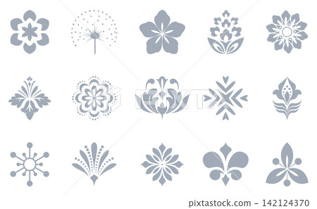 Flower icons set. Isolated elements for design. Vector graphics. Flower collection Flower icons set. Isolated elements for design. Vector graphics. Flower collection 142124370