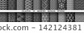 Geometric set of seamless black and gray patterns. Simple vector graphics 142124381